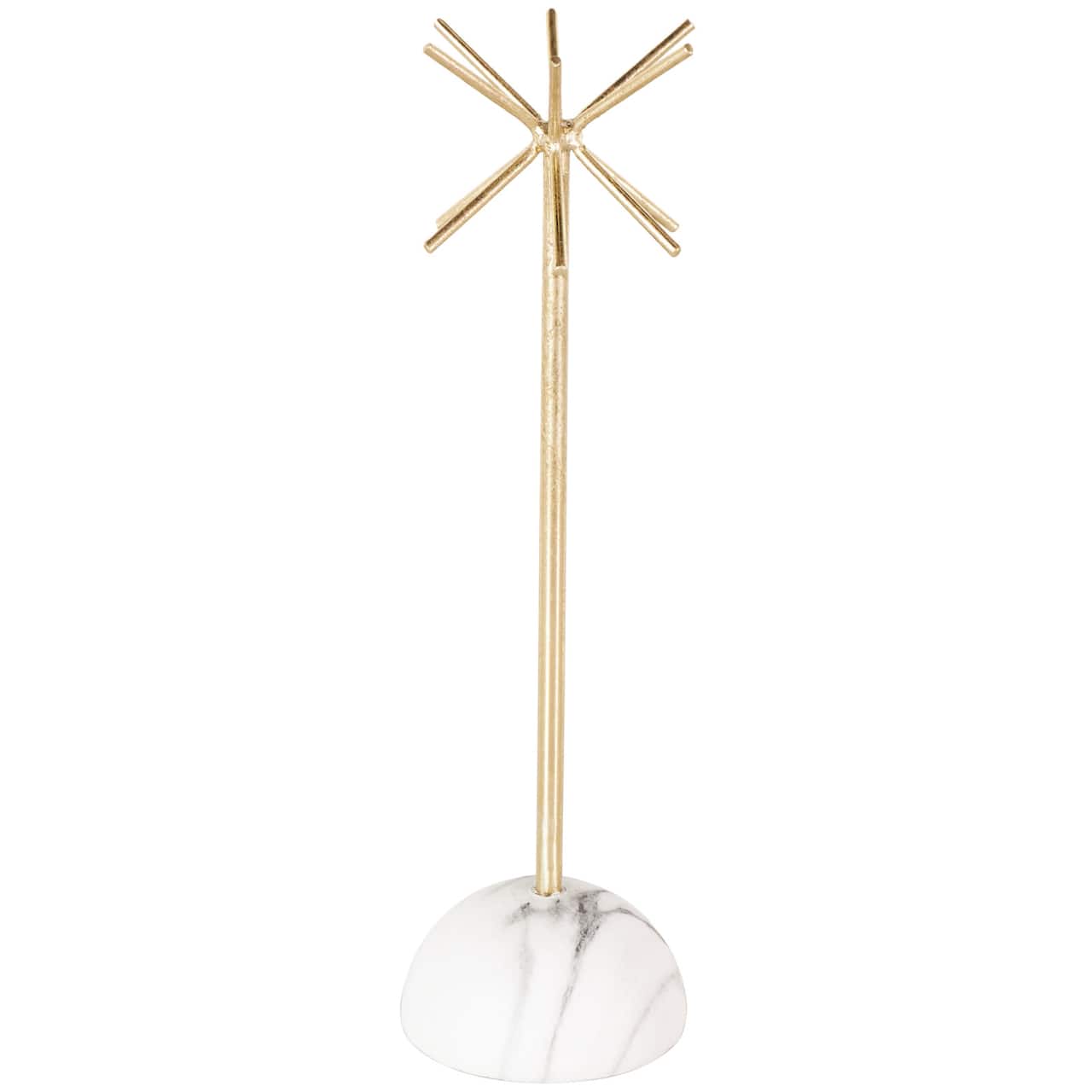 13" Gold Metal 12-Slot Jewelry Stand with White Base